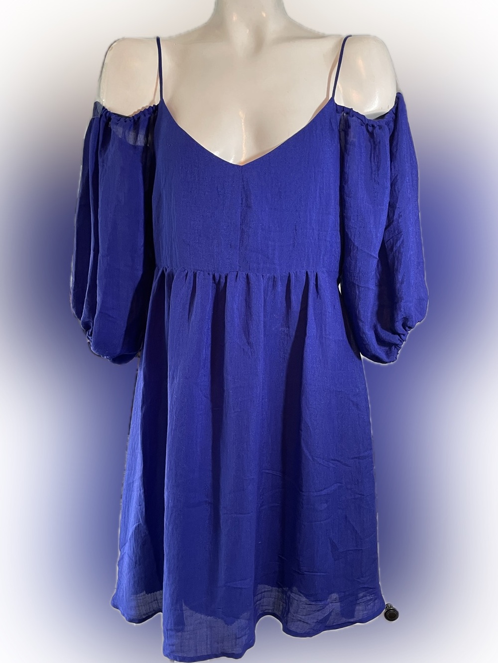 Anthropologies Moulinette Soeurs Cobalt Cold-Shoulder V-Neck Dress